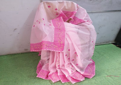 Applique-Work-Pink-Saree