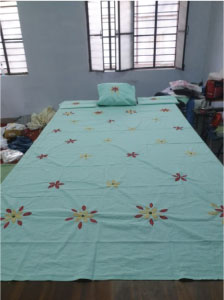 Applique-Work-Single-Bedsheet-With-2-Gao-Tkiya-&-1-Pillow-Cover