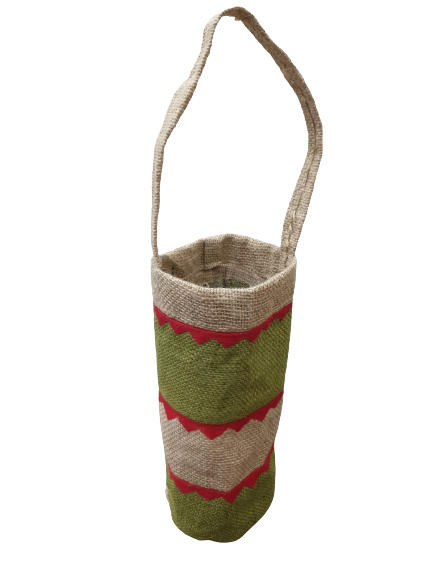 Applique Work Jute Bag Green