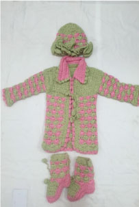 Woolen-Baby-Girl-Dress-Pink-&-Green