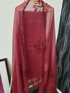 Red Kurta Dupatta Applique work